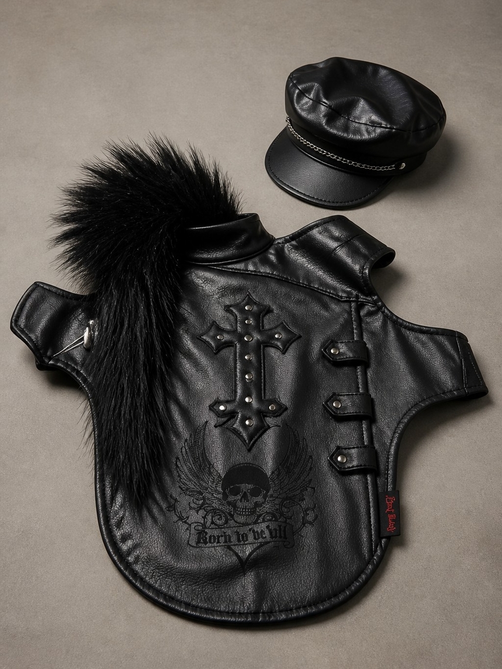 ๐ฃRare Bret๐คMichaels Biker Dog Costume๐ค Studded ๐โ๐ชฝ Hat / Mohawk Hair Large